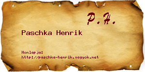 Paschka Henrik névjegykártya